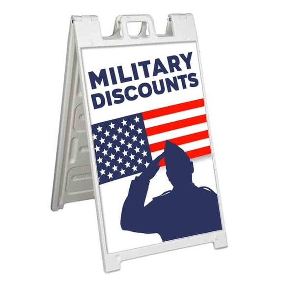 Military Discounts (24" X 36") Standard A-Frame Signicade, Includes Decal Applied To Stand