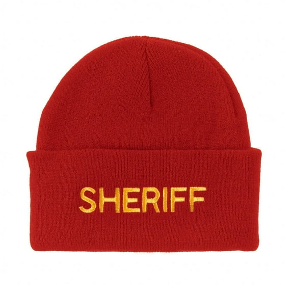Military Embroidered Beanie - Red OSFM
