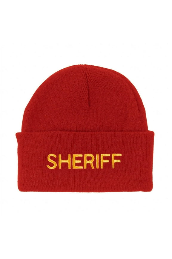 Military Embroidered Beanie - Red OSFM