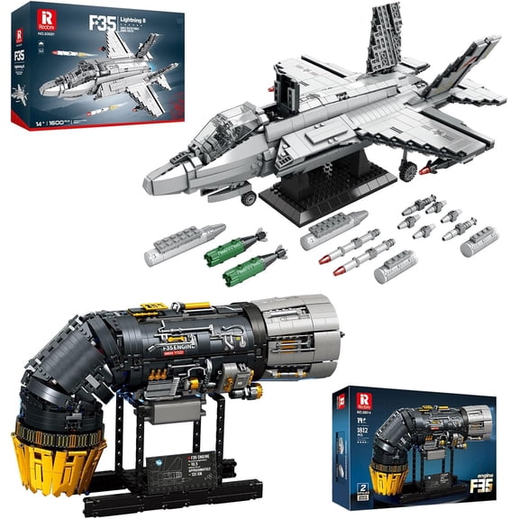 Military F35 Fighter Jet Building Set 33021 and F35 Engine Building Sets 33014