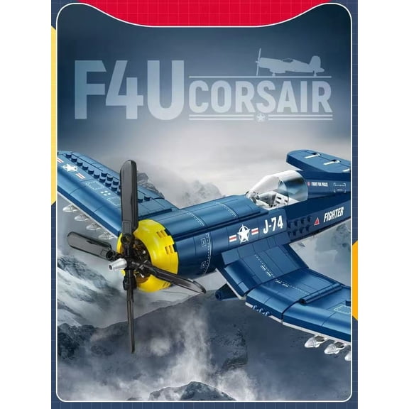 Military Fighter Jet F4U WW2 Fighter Aircraft Jet Corsair Air Force Building Block Set (767 Pieces) -Building and Military Toys