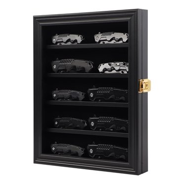 1/18 Diecast Car Display Case With UV Protection & Mirror Back - Lockable Wall Cabinet, 4 Shelves