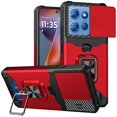 thumbnail image 1 of Military Grade All-In-One Ring Stand Card Case for Motorola Moto G 2025 - Red, 1 of 5