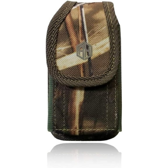 Military Grade Cell Phone Case, Camo Rugged Pouch Holster Nylon Metal Flip Phone Belt Case Fits Kyocera Cadence S2720, DuraXTP, DuraXV LTE, DuraXV Plus, DuraXE, Most Large FLIP Phones & Insulin Pumps