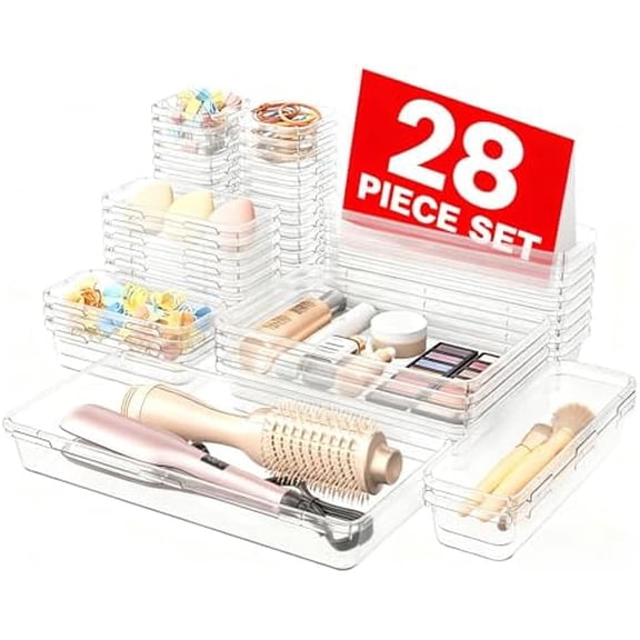 【Military Grade】 Drawer Organizer, 【𝟱𝗦𝗶𝘇𝗲】 Makeup organizer, 【Holds 177 Items】 Bathroom Organizers and Storage, Organization and Storage, Desk Drawer Organizer for Bathroom Vanity