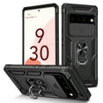 thumbnail image 1 of Military Grade Drop Impact for Google Pixel 8A Camera Lens Slide Protection Case 360 Metal Rotating Ring Kickstand Holder Armor Shockproof Case For Google Pixel 8A, Black, 1 of 11