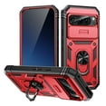 thumbnail image 1 of Military Grade Drop Impact for Google Pixel 9 Pro XL Camera Lens Slide Protection Case 360 Metal Rotating Ring Kickstand Holder Armor Shockproof Case For Google Pixel 9 Pro XL, Black+Red, 1 of 9