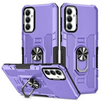 Military Grade Drop Impact for Samsung Galaxy A15 Rugged Case, 360 Metal Magnetic Car Rotating Ring Kickstand Holder Armor Heavy Duty Shockproof Case For Samsung Galaxy A15,Purple