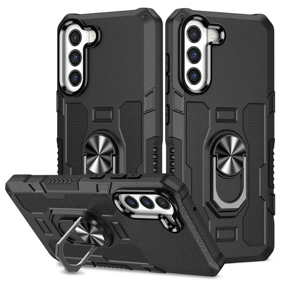 Military Grade Drop Impact for Samsung Galaxy A20s Rugged Case, 360 Metal Magnetic Car Rotating Ring Kickstand Holder Armor Heavy Duty Shockproof Case For Samsung Galaxy A20s,Black