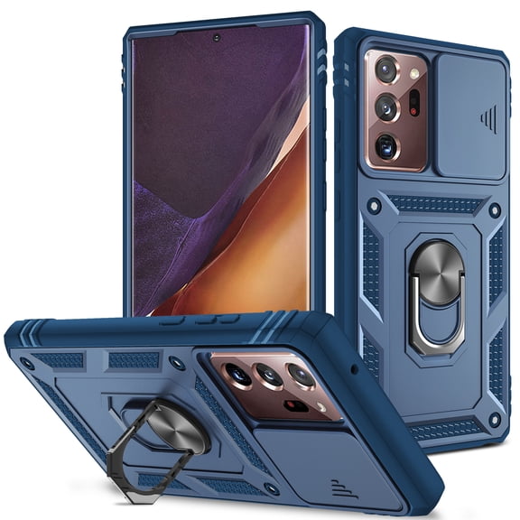 Military Grade Drop Impact for Samsung Galaxy A51 4G Camera Lens Slide Protection Case 360 Metal Rotating Ring Kickstand Holder Armor Shockproof Case For Samsung Galaxy A51 4G, Blue