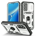 thumbnail image 1 of Military Grade Drop Impact for Samsung Galaxy A54 5G Camera Lens Slide Protection Case 360 Metal Rotating Ring Kickstand Holder Armor Shockproof Case For Samsung Galaxy A54 5G, White+Black, 1 of 10