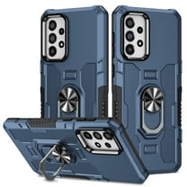 Military Grade Drop Impact for Samsung Galaxy A72 Rugged Case, 360 Metal Magnetic Car Rotating Ring Kickstand Holder Armor Heavy Duty Shockproof Case For Samsung Galaxy A72,Blue