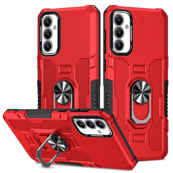 Military Grade Drop Impact for Samsung Galaxy Note 20 Rugged Case, 360 Metal Magnetic Car Rotating Ring Kickstand Holder Armor Heavy Duty Shockproof Case For Samsung Galaxy Note 20,Red