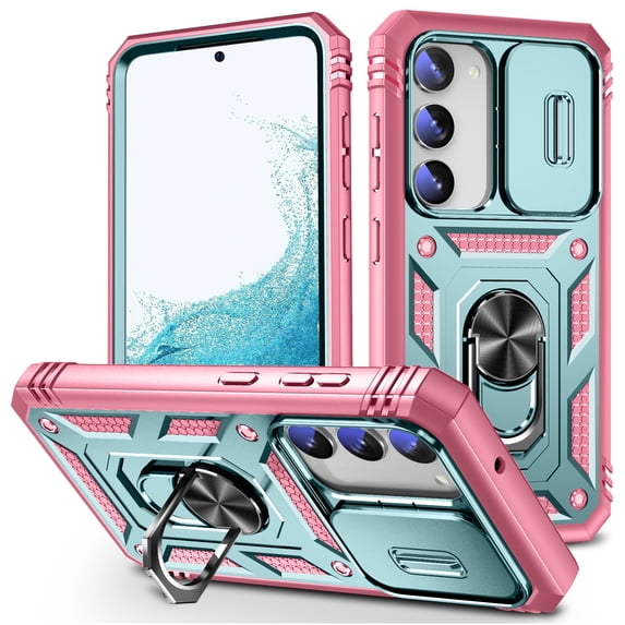 Military Grade Drop Impact for Samsung Galaxy S20 FE Camera Lens Slide Protection Case 360 Metal Rotating Ring Kickstand Holder Armor Shockproof Case For Samsung Galaxy S20 FE,
Green/Pink