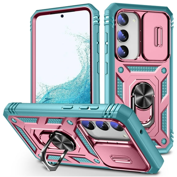 Military Grade Drop Impact for Samsung Galaxy S20 FE Camera Lens Slide Protection Case 360 Metal Rotating Ring Kickstand Holder Armor Shockproof Case For Samsung Galaxy S20 FE,
Pink/Green