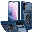thumbnail image 1 of Military Grade Drop Impact for Samsung Galaxy S22 Plus Camera Lens Slide Protection Case 360 Metal Rotating Ring Kickstand Holder Armor Shockproof Case For Samsung Galaxy S22 Plus, Blue, 1 of 9