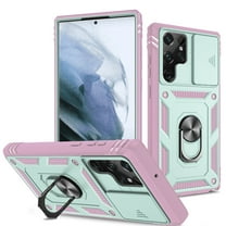 Military Grade Drop Impact for Samsung Galaxy S22 Ultra Camera Lens Slide Protection Case 360 Metal Rotating Ring Kickstand Holder Armor Shockproof Case For Samsung Galaxy S22 Ultra,
Mint   Pink