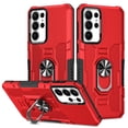 thumbnail image 1 of Military Grade Drop Impact for Samsung Galaxy S22 Ultra Rugged Case, 360 Metal Magnetic Car Rotating Ring Kickstand Holder Armor Heavy Duty Shockproof Case For Samsung Galaxy S22 Ultra,Red, 1 of 10