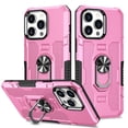 thumbnail image 1 of Military Grade Drop Impact for iPhone 11 Rugged Case, 360 Metal Magnetic Car Rotating Ring Kickstand Holder Armor Heavy Duty Shockproof Case For iPhone 11,Pink, 1 of 9