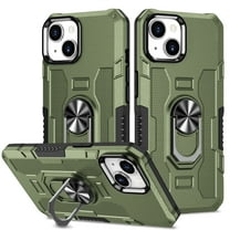 Military Grade Drop Impact for iPhone 15 Rugged Case, 360 Metal Magnetic Car Rotating Ring Kickstand Holder Armor Heavy Duty Shockproof Case For iPhone 15,Green