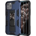 thumbnail image 1 of Military Grade Drop iPhone 11 Pro Case with Tempered Glass Screen Protector Shockproof with Kickstand Stand Built-in Magnetic Car Mount Protective Case for iPhone 11 Pro Phone Case (Blue), 1 of 10