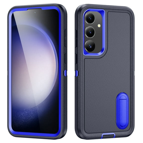 Military Grade Dropproof Protection Case for Samsung Galaxy S24 Plus,Dteck Shockproof 3-Layer Protection Case Hidden Kickstand Durable Cover,Navyblue