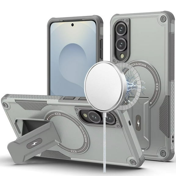 Military Grade HD Armor MagSafe Case with Kickstand for Samsung Galaxy S25 Edge - Grey