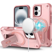Military Grade HD Armor MagSafe Case with Kickstand for iPhone 16 - Pink
