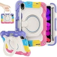 thumbnail image 1 of Military Grade Hybrid Armor Case with 360 Degree Rotation Kickstand for iPad Mini 6 (6th Generation) - Purple / Blue / Yellow / Pink, 1 of 11