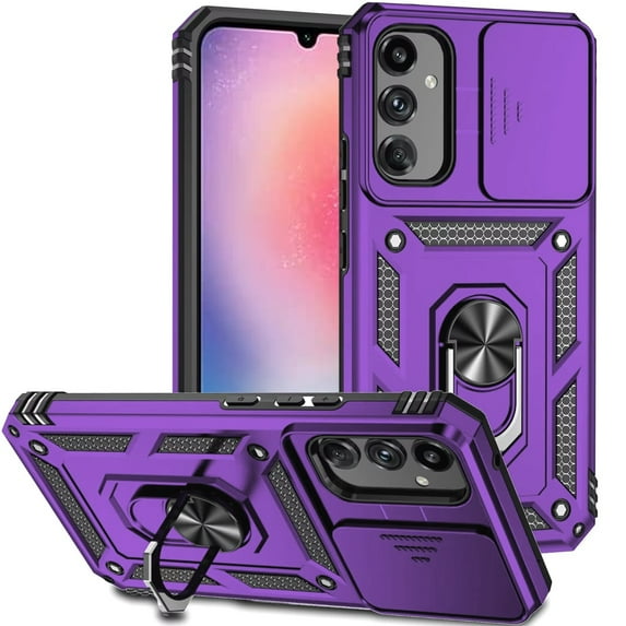 Military Grade Hybrid Case with Ring Grip and Camera Lens Protector for Samsung Galaxy A26 5G - Purple