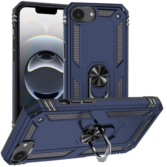 Military Grade Hybrid Case with Ring Grip for iPhone 16e - Blue