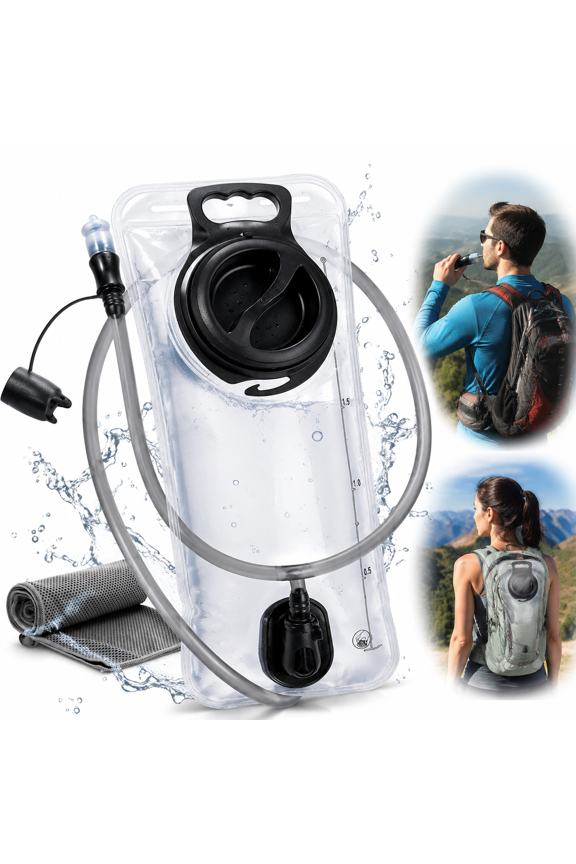 Higher--Grade Hydration Bladder - 2L BPA Free Leak Proof Water Reservoir with Wide Mouth Opening & Quick-Connect Hose - Compatible with Hydration Packs for Hiking, Biking, Running, Camping