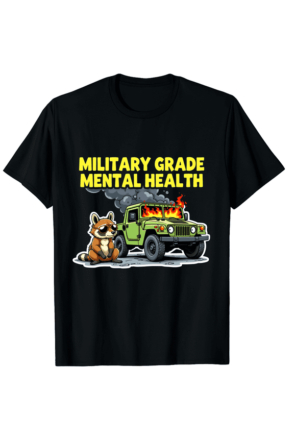 Military Grade Mental Health Graphic Black T-Shirt for Men and Women