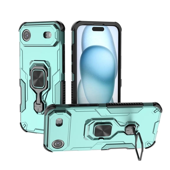 Military Grade Protective Case for iPhone Air, Heavy Duty Phone Cover with 360 Degree Metal Ring Holder and Kickstand, Shockproof Bumper Hybrid Case for Women and Men, Green