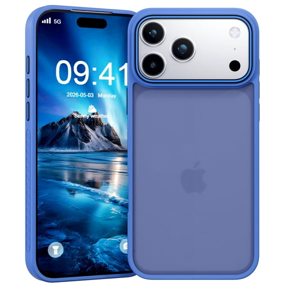 Military Grade Shockproof Clear Phone Case for Apple iPhone 17 Pro, Anti-Slip Large Cutout Matte Semi Transparent Protective Cover, Rugged Protective Cover Cases for Women Men