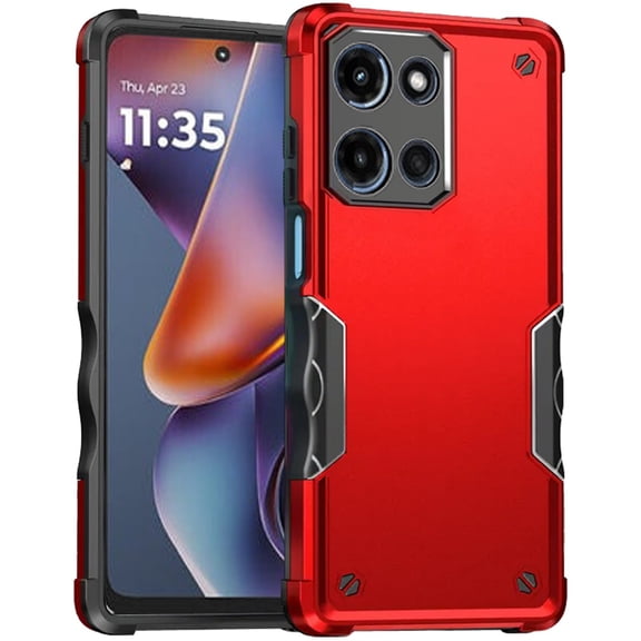 Military Grade Shockproof Hybrid Armor Case for Motorola Moto G 2025 - Red