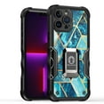 thumbnail image 1 of Military Grade Shockproof Hybrid Armor Case with Ring Grip for iPhone 14 Pro - Marble Blue, 1 of 5