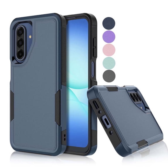 Military Grade Shockproof Samsung Galaxy A17 5G 2025 Case,Dual Layer Full Body Protective Cover with Anti-Slip Grip & Raised Camera Heavy Duty Rugged Case- Blue