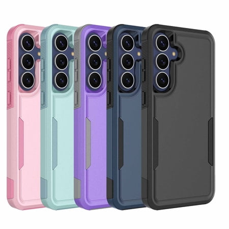 Military Grade Shockproof Samsung Galaxy S25 FE 5G 2025 Case,Dual Layer Full Body Protective Cover with Anti-Slip Grip & Raised Camera Heavy Duty Rugged Case- Black