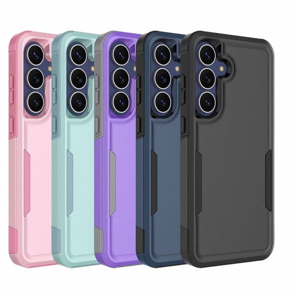 Military Grade Shockproof Samsung Galaxy S25 FE 5G 2025 Case,Dual Layer Full Body Protective Cover with Anti-Slip Grip & Raised Camera Heavy Duty Rugged Case- Black