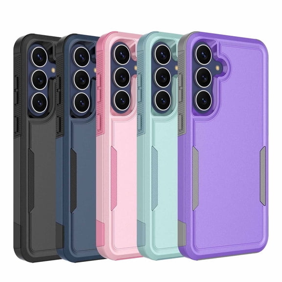 Military Grade Shockproof Samsung Galaxy S25 FE 5G 2025 Case,Dual Layer Full Body Protective Cover with Anti-Slip Grip & Raised Camera Heavy Duty Rugged Case- Purple