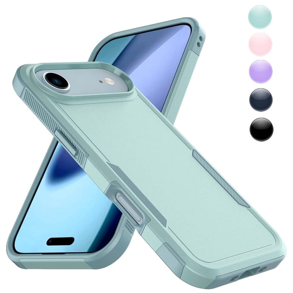 Military Grade Shockproof iPhone 17 Air Case,Dual Layer Full Body Protective Cover with Anti-Slip Grip & Raised Camera Heavy Duty Rugged Case- Green