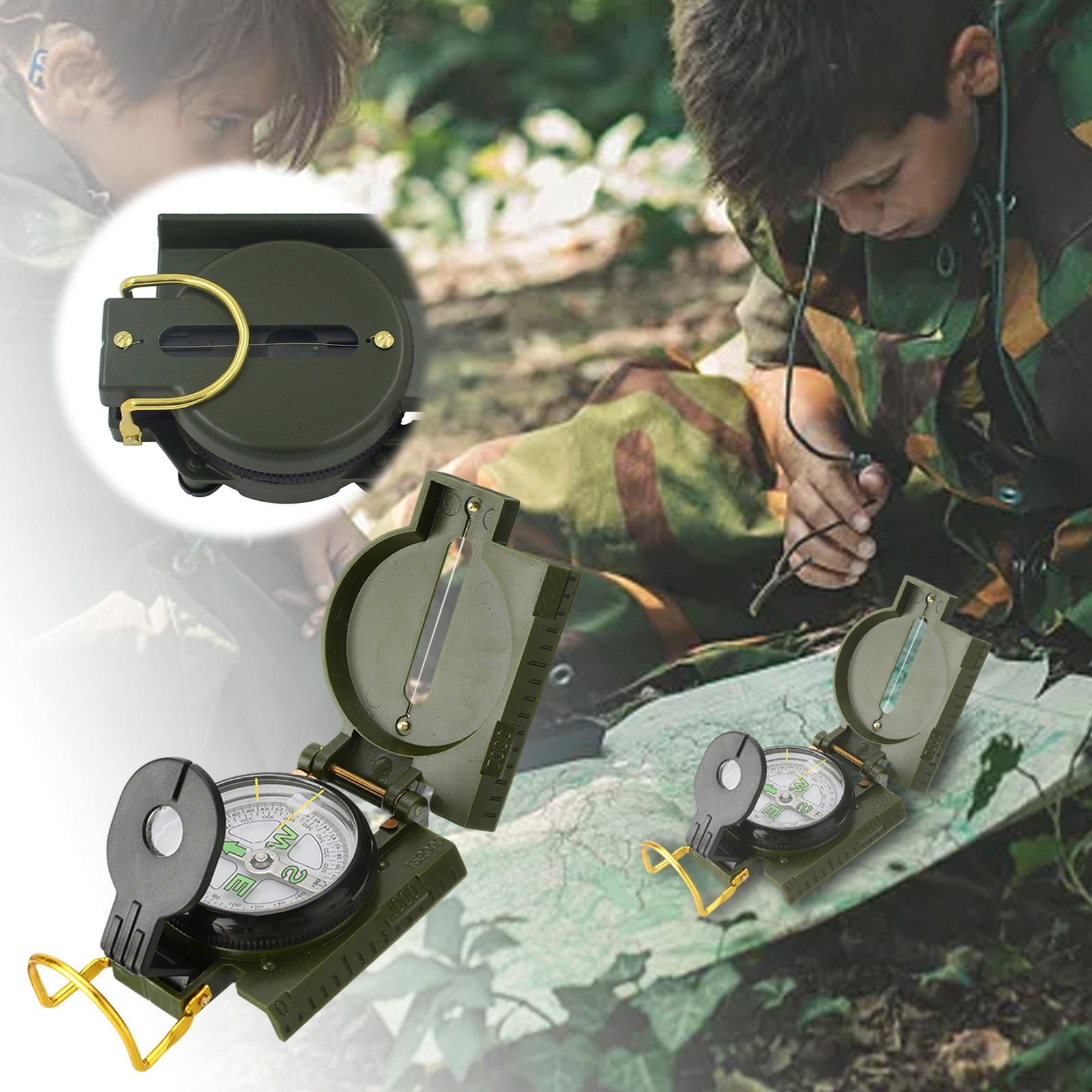 Sportneer Military-Grade Lensatic Compass With Mirror - Survival Hiking Compass, Glow-in-Dark, Waterproof