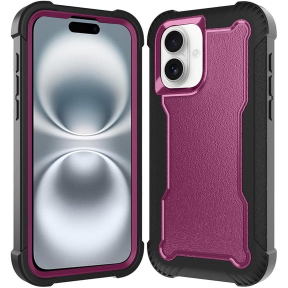 Military Grade TUFF Extreme Hybrid Armor Case for iPhone 16 - Burgundy