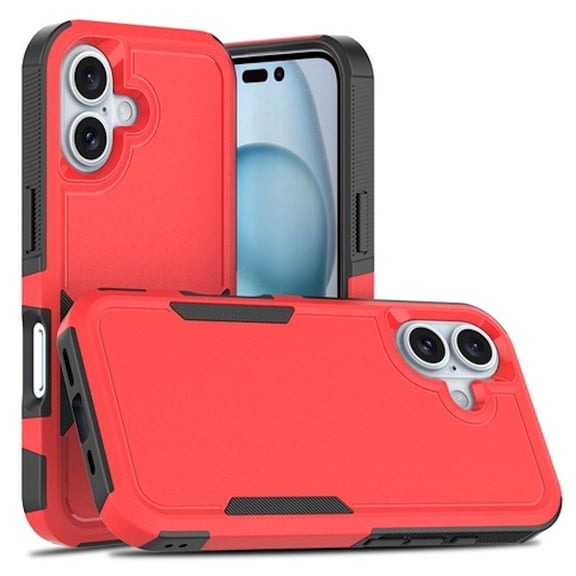 Military Grade TUFF Hybrid Armor Case for iPhone 16 - Red