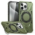 thumbnail image 1 of Military Grade TUFF MagSafe Case with Rotating Ring Stand for iPhone 15 Pro Max - Green, 1 of 7
