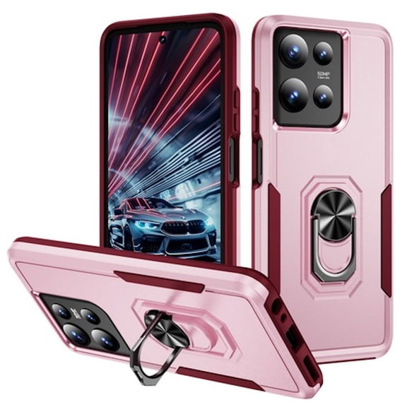 Military Grade TUFF Shockproof Hybrid Armor Case with Ring Grip for Motorola Moto G 2025 - Pink