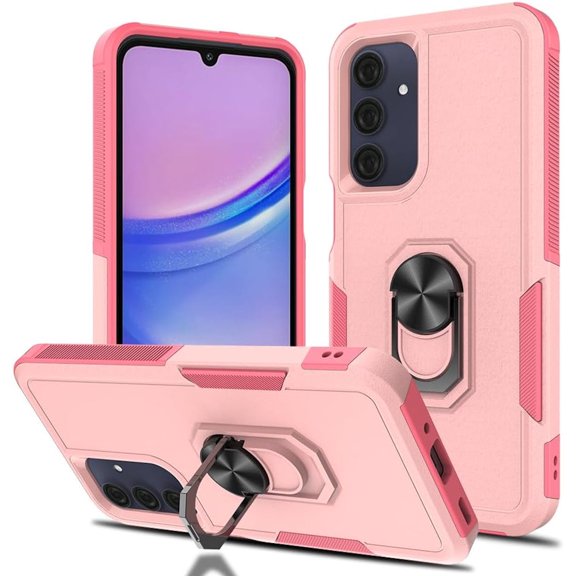 Military Grade TUFF Shockproof Hybrid Armor Case with Ring Grip for Samsung Galaxy A26 5G - Pink