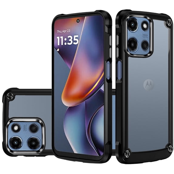 Military Grade Tough Shield Snap-on Transparent Case for Motorola Moto G 2025 - Black