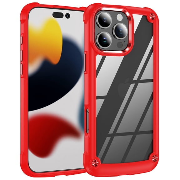 Military Grade Tough Shield Snap-on Transparent Case for iPhone 16 Pro - Red